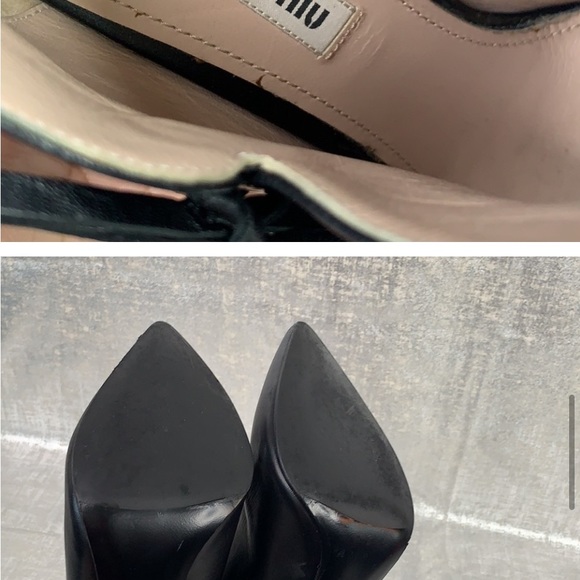 HP Shoe Party 🎉 MIU MIU BLACK LEATHER
HEELED BOOTIES SIZE 39 (orig $1450) - Picture 7 of 7